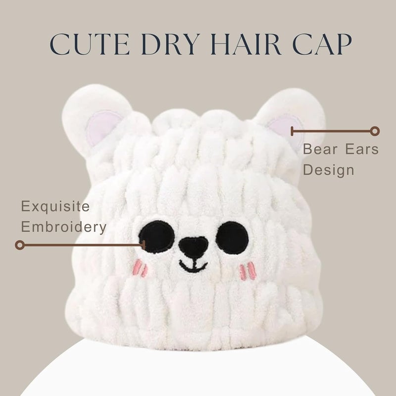 LCBD Microfiber Hair Towel Wrap for Kids, Snow Bear Dry Hair Cap Suck Water, Absorbent Quick Girls Boys Hair Drying Towel, Lightweight Bouncy Hat Headscarf - Image 3